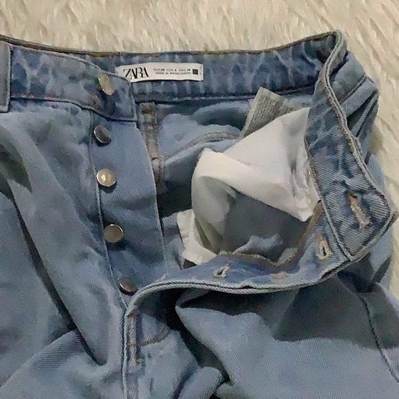 Zara high waist blue denim button fly summer shorts - Picture 4 of 6